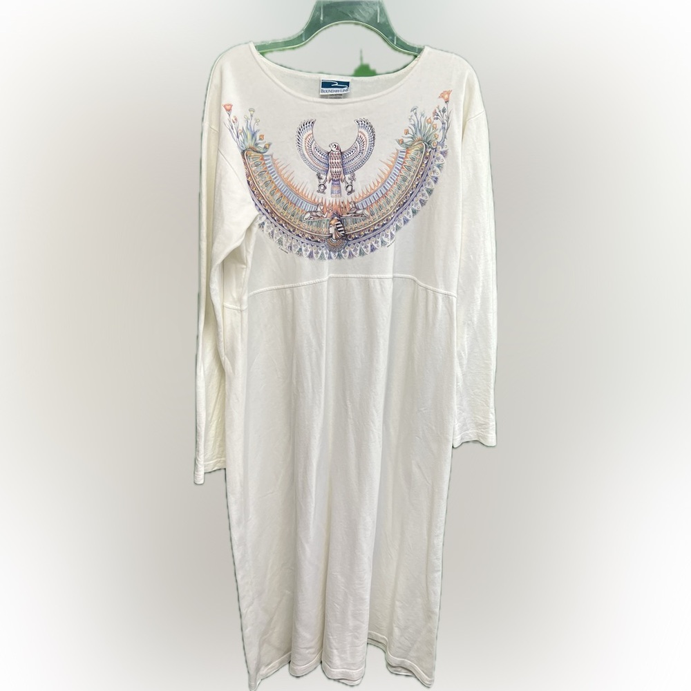 White Long Sleeve Graphic Dress